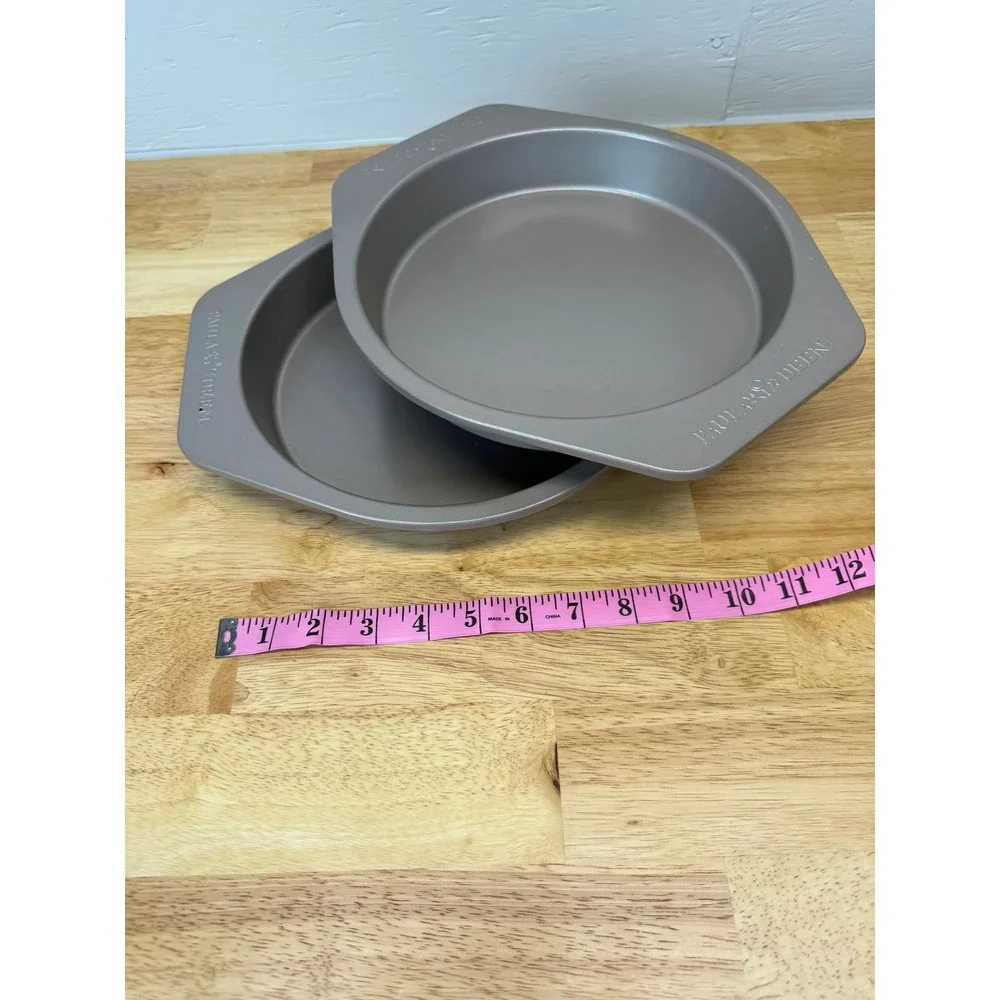 Paula Deen 8 Inch Round Cake Pan Set of 2 Nonstick Steel Baking Pans Gray